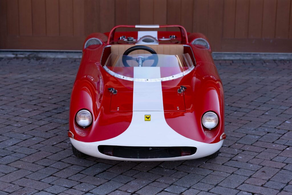 A classic Ferrari 275 kids' car, limited to 30 mph, is up for auction at £40,000. This detailed one-third scale model of the 1964 Le Mans-winning Ferrari 275 P isn't road legal.