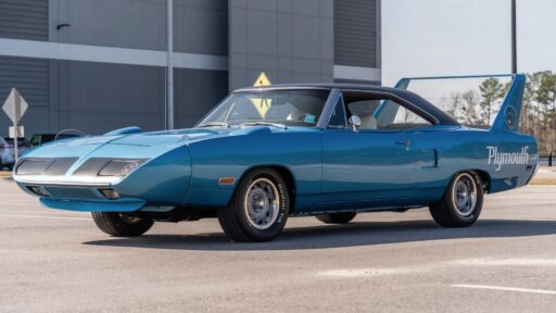A rare 1970 Plymouth Superbird, featured in Disney Pixar's *Cars*, is up for auction at £147,000. One of only 2,000 made, this blue classic boasts a 4.4-liter V8 engine.