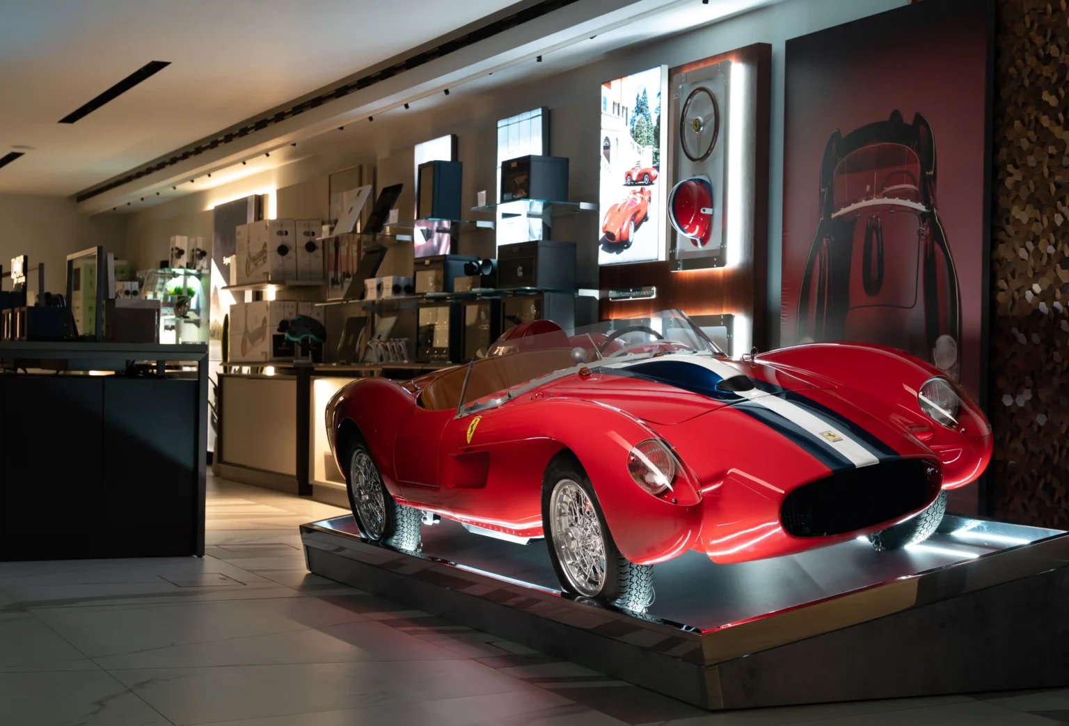The ultimate toy car, a Ferrari Testa Rossa J, is on sale at Harrods for Christmas at £96,000. This battery-powered mini sports car reaches up to 50mph and is a collector's dream.