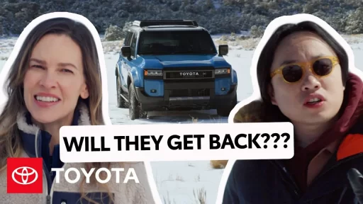 Toyota's new Land Cruiser marketing campaign features Hilary Swank and Jimmy O. Yang in a thrilling adventure. Watch them tackle rugged terrains and test the SUV's capabilities.
