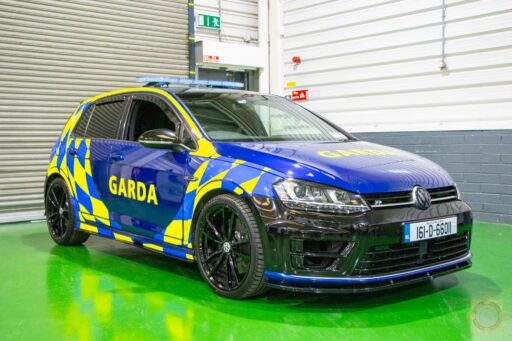 Cops repurpose seized 295 bhp VW Golf as a police car to curb boy-racers in Dublin, Ireland. The sporty hatchback now helps promote road safety among car enthusiasts.