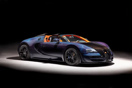 The iconic 2014 Bugatti Veyron 16.4 Grand Sport Vitesse, once the fastest convertible, could fetch £2.2 million at auction. This rare supercar boasts 1,183 horsepower and a top speed of 255 mph.