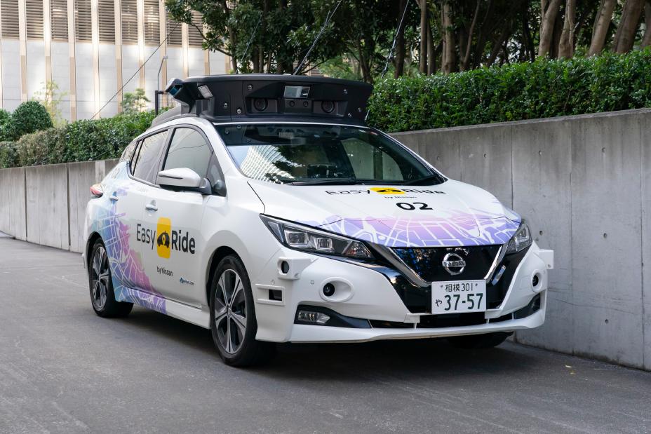 Nissan showcases a prototype with advanced autonomous drive technologies, aiming for autonomous mobility services by 2027, demonstrating on busy Yokohama streets.