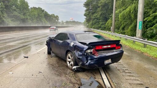 Damaged 2014 Dodge Challenger R/T Coupe listed for £2,358 ($3,000) on Facebook Marketplace after crash near Atlanta. Despite heavy damage, the engine still runs. Make an offer.