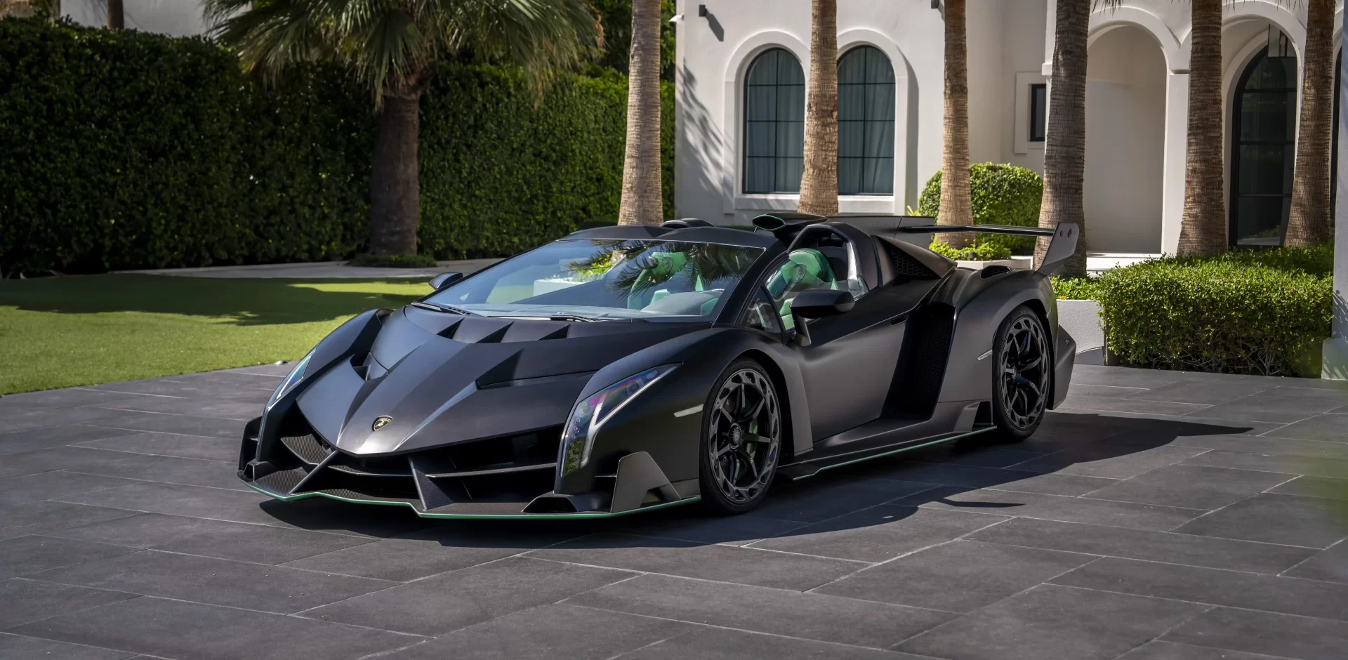 Rare Lamborghini Veneno Roadster sells for £4.7m in record-breaking online auction. One of only nine ever made, this 2015 model boasts a top speed of 221 mph and just 1,105 miles on the clock.