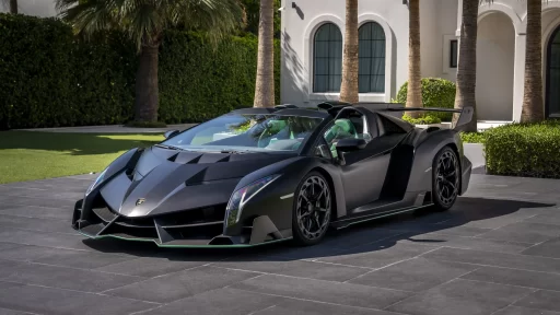 Rare Lamborghini Veneno Roadster sells for £4.7m in record-breaking online auction. One of only nine ever made, this 2015 model boasts a top speed of 221 mph and just 1,105 miles on the clock.