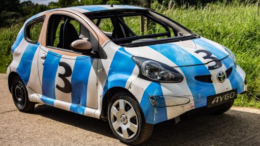 A Top Gear Toyota Aygo from the iconic car football episodes sold for £2,900 at auction. The 2005 Aygo, Top Gear's 2005 car of the year, still bears its battle scars.