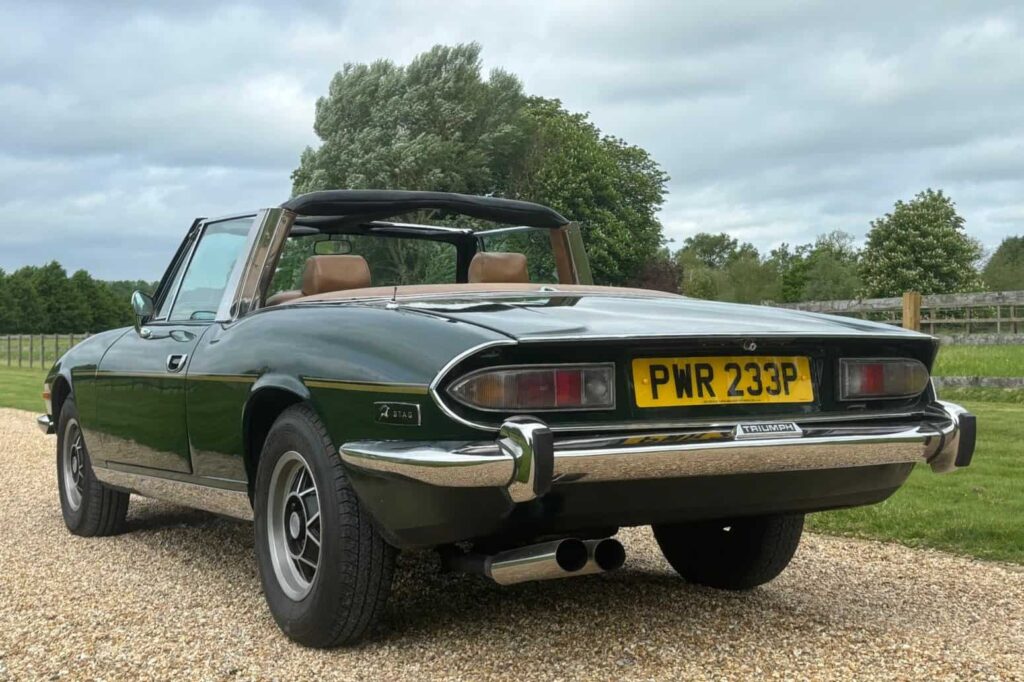 A vintage Triumph driven by Denis Waterman in "New Tricks" is up for auction at £22,000. The classic 1975 Stag model, featured in multiple TV shows, is now available through H&H Classics.