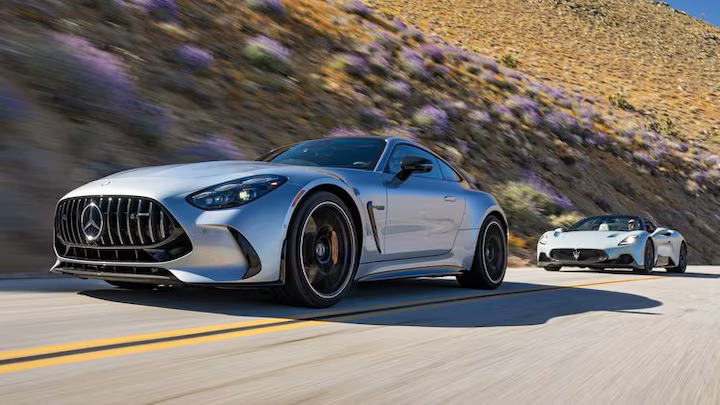 The 2023 Maserati MC20 Cielo and 2024 Mercedes-AMG GT63 battle for grand tourer supremacy, with Maserati's sleek design and AMG's superior performance and practicality.