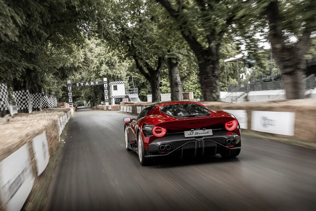 The Alfa Romeo 33 Stradale and electric Alfa Romeo Junior debut at the Goodwood Festival of Speed, showcasing heritage and innovation in the "Supercar Paddock" and "Electric Avenue" sections.