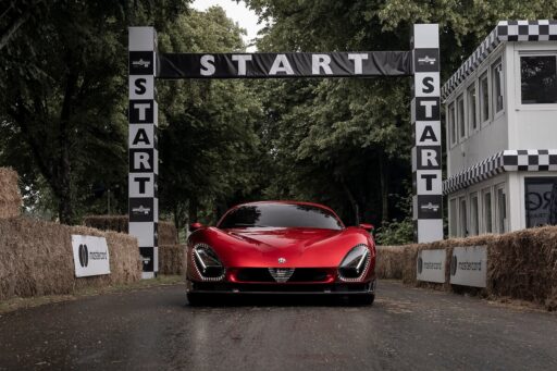 The Alfa Romeo 33 Stradale and electric Alfa Romeo Junior debut at the Goodwood Festival of Speed, showcasing heritage and innovation in the "Supercar Paddock" and "Electric Avenue" sections.