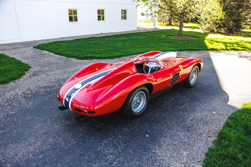 A super rare 1955 Ferrari 410 Sport Spider, driven by Carroll Shelby, is set to sell for £11.5 million at auction. This one-of-four classic car boasts custom features and a rich racing history.