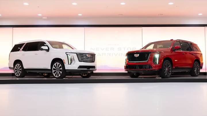 Cadillac unveils the refreshed 2025 Escalade, blending classic V-8 power with new tech and design updates inspired by its electric counterpart, the Escalade IQ.