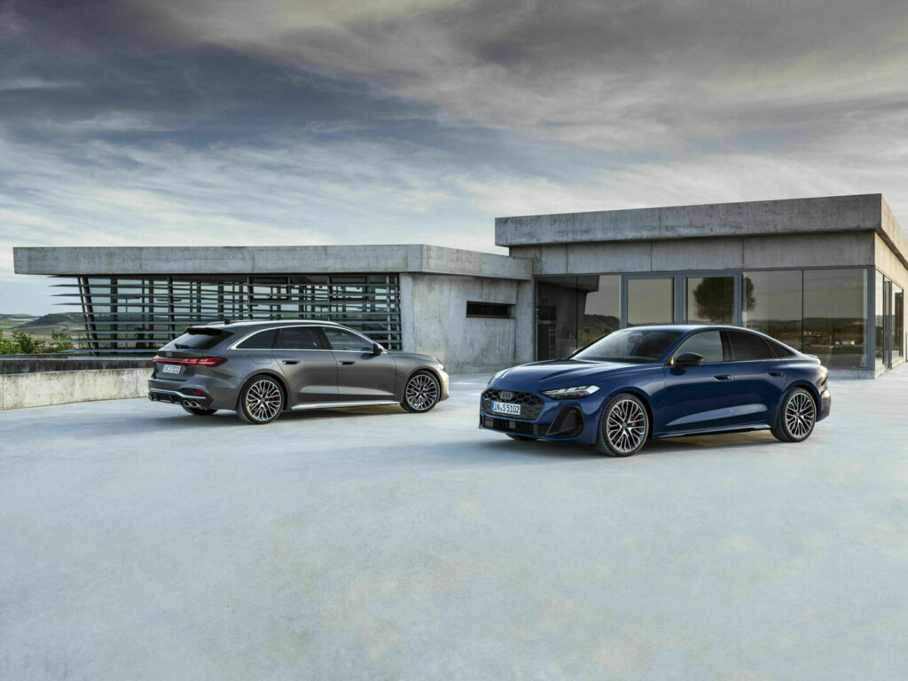 The new Audi A5 family, featuring Sedan and Avant models, combines sporty design with advanced MHEV plus technology for efficient, partially electrified driving and enhanced versatility.