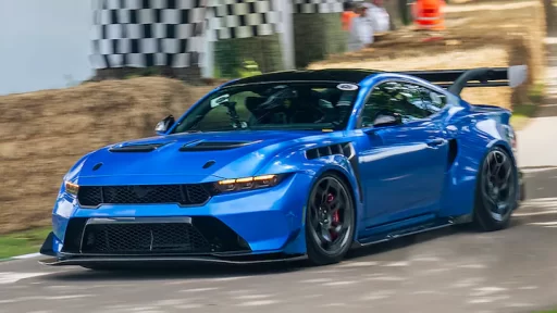 Ford Mustang GTD showcases its power at Goodwood Festival of Speed, roaring up the hill in patriotic defiance. With customizable colors and unmatched performance, freedom intensifies.