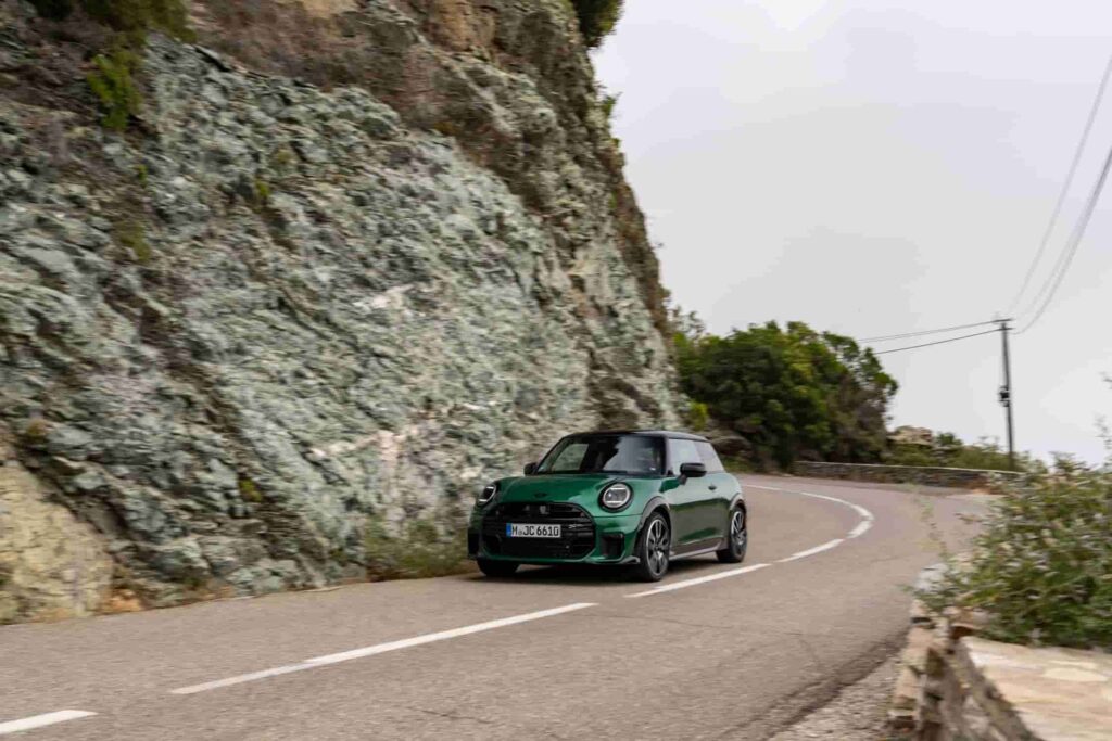 The new MINI Cooper S JCW Trim offers urban driving perfection with compact design, powerful 204 hp performance, precise steering, and advanced safety features for an exhilarating, practical experience.