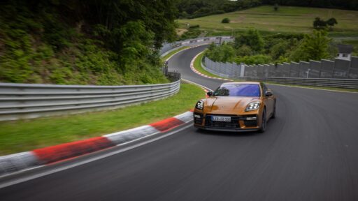 Porsche's new Panamera top model sets a Nürburgring Nordschleife record, completing the circuit 5.64 seconds faster than its predecessor, driven by test driver Lars Kern at 7:24.17 minutes.