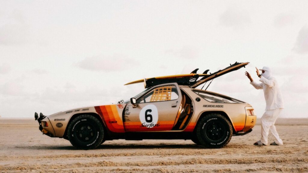 The Porsche 928 Surfari, created by a Polish surfing community, blends a powerful V8 engine with off-road capabilities, offering the ultimate beach and surf experience.