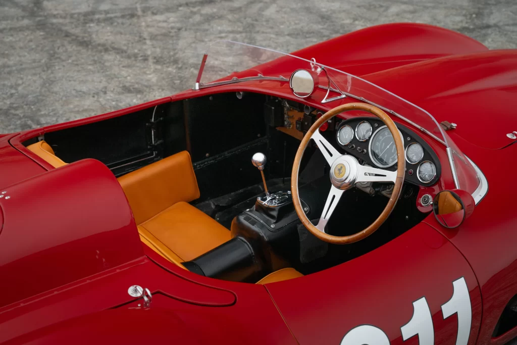 Rare 1957 Ferrari 625 TRC Spider, one of only two ever made, heads to auction for £8.5 million. Iconic vintage car boasts a rich racing history and stunning design.