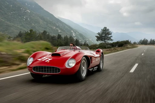 Rare 1957 Ferrari 625 TRC Spider, one of only two ever made, heads to auction for £8.5 million. Iconic vintage car boasts a rich racing history and stunning design.