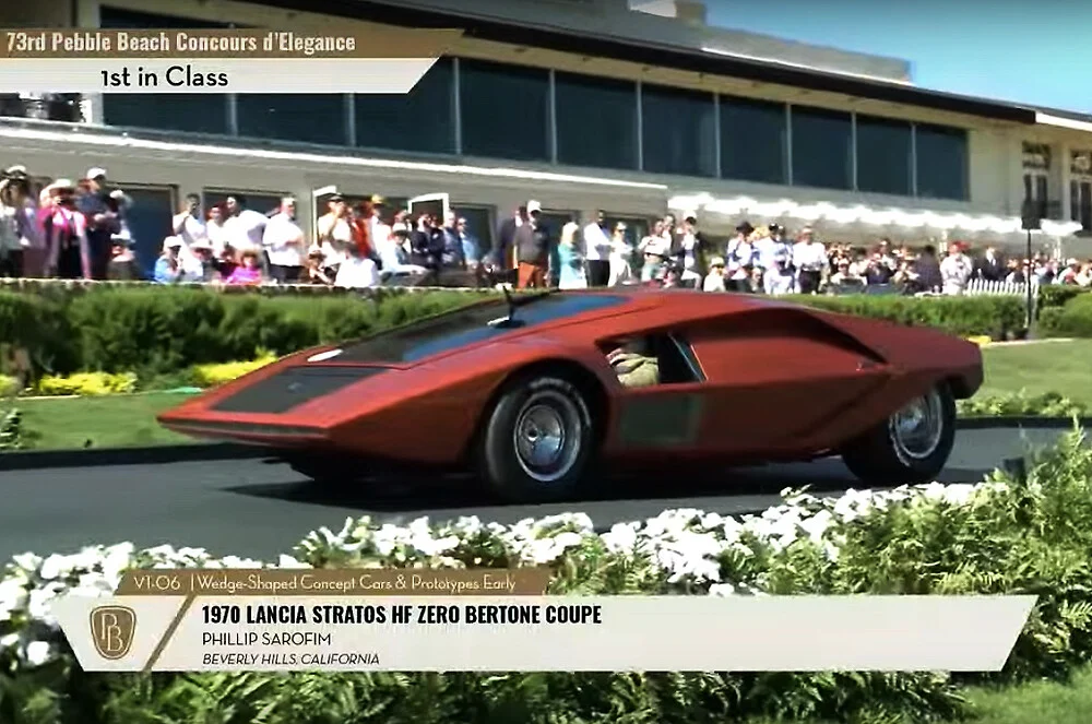 The 1970 Lancia Strato’s Zero prototype wowed at the 73rd Pebble Beach Concours d'Elegance, winning its class and becoming a finalist for the coveted "Best of Show" award.