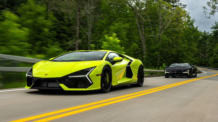 The 2024 Lamborghini Revuelto blends V-12 power with hybrid technology, delivering thrilling performance both on the track and the street, while offering a modern, eco-friendly twist.