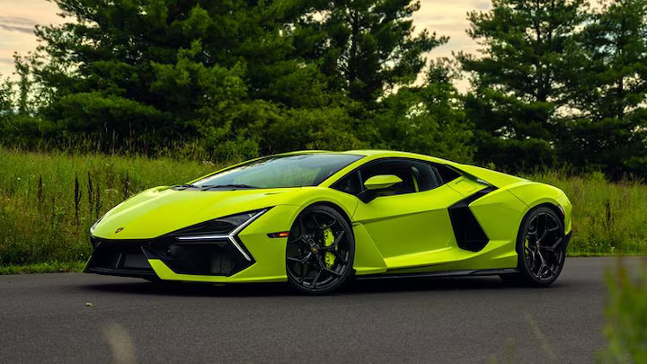 The 2024 Lamborghini Revuelto blends V-12 power with hybrid technology, delivering thrilling performance both on the track and the street, while offering a modern, eco-friendly twist.