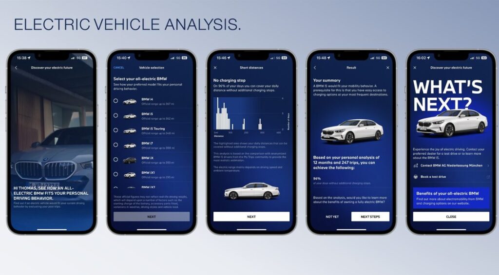 BMW and MINI apps now offer Electric Vehicle Analysis, helping drivers assess the switch to electric by simulating their driving habits, easing range concerns with personalized insights.