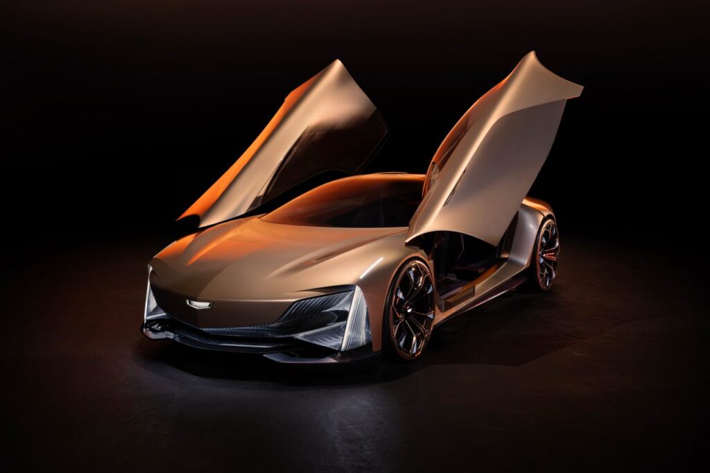 Cadillac’s Opulent Velocity concept car merges cutting-edge technology with luxury, offering both autonomous comfort and thrilling performance, showcasing the brand's future in electric vehicles.