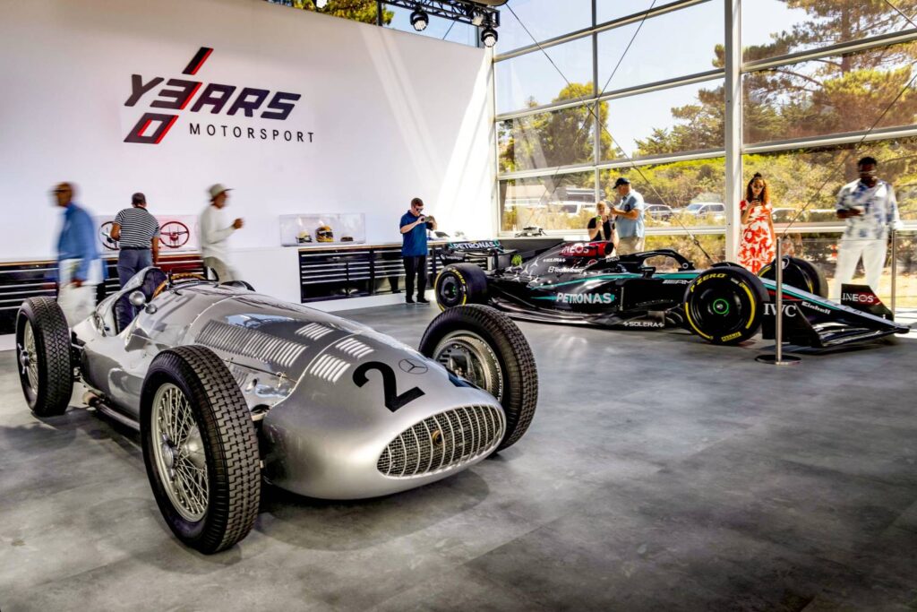 "Mercedes-Benz dazzles at Pebble Beach 2024 with the return of the C 111-II Wankel engine and a 100-year-old Targa Florio racing car, celebrating the brand's innovation legacy."