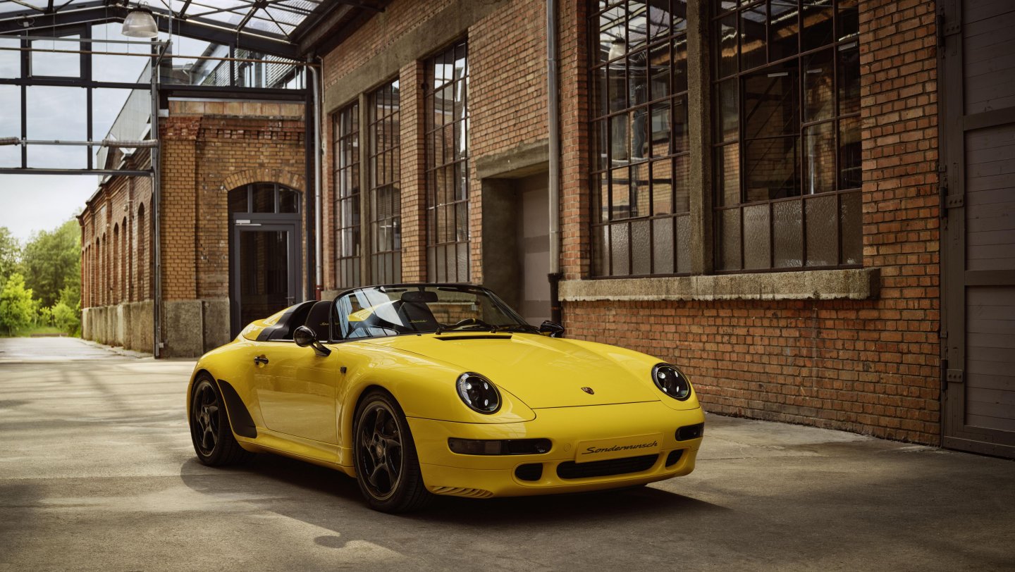 Porsche unveils a custom 911 Speedster, uniquely crafted for designer Luca Trazzi through the Sonderwunsch program, filling a gap in 993 generation history with bespoke design elements.