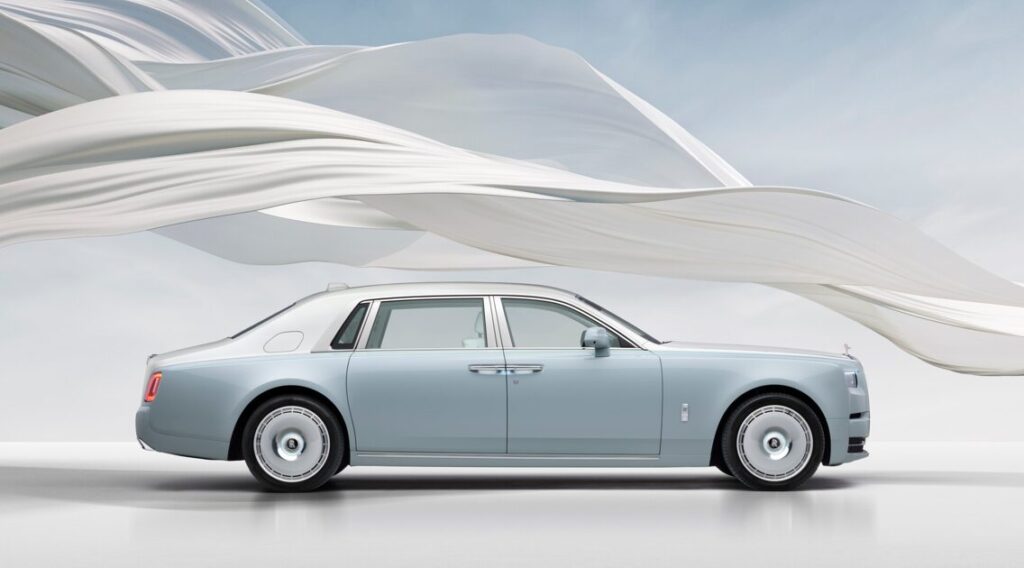 Rolls-Royce unveils the exclusive Phantom Scintilla collection, inspired by the Spirit of Ecstasy, featuring intricate embroidery, unique materials, and celestial-themed design elements.