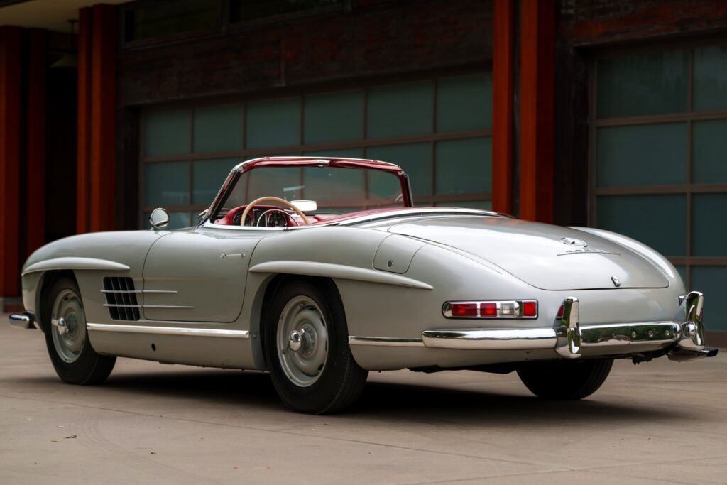 Rare 1957 Mercedes-Benz 300SL Roadster with original Rudge wheels and paint now for sale. Own one of just 27 ever made, priced at £2m ($2.65m).