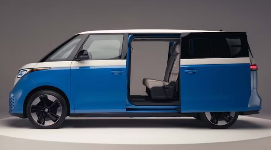 Volkswagen's ID Buzz EV starts at $61,545, offering a retro-inspired, all-electric take on the classic VW bus, combining style, tech, and modern electric efficiency in a unique package.