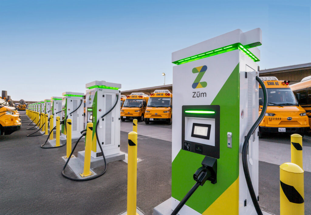 Zum deploys the first all-electric school bus fleet in the U.S. for Oakland Unified, featuring 74 buses with V2G technology, reducing emissions and enhancing community air quality.