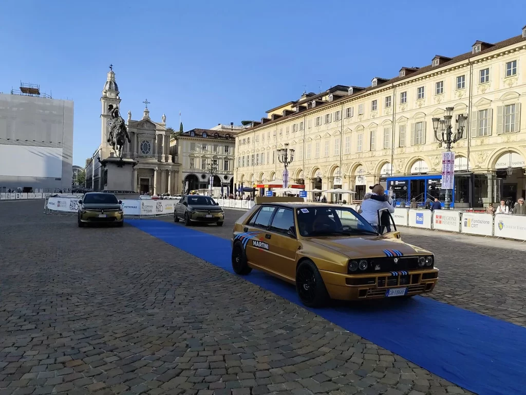 130 Lancia Deltas paraded through Turin for the 2024 Amiki Miei event, founded by Miki Biasion, celebrating Lancia’s rallying heritage and the upcoming Ypsilon HF and Rally 4 HF models.