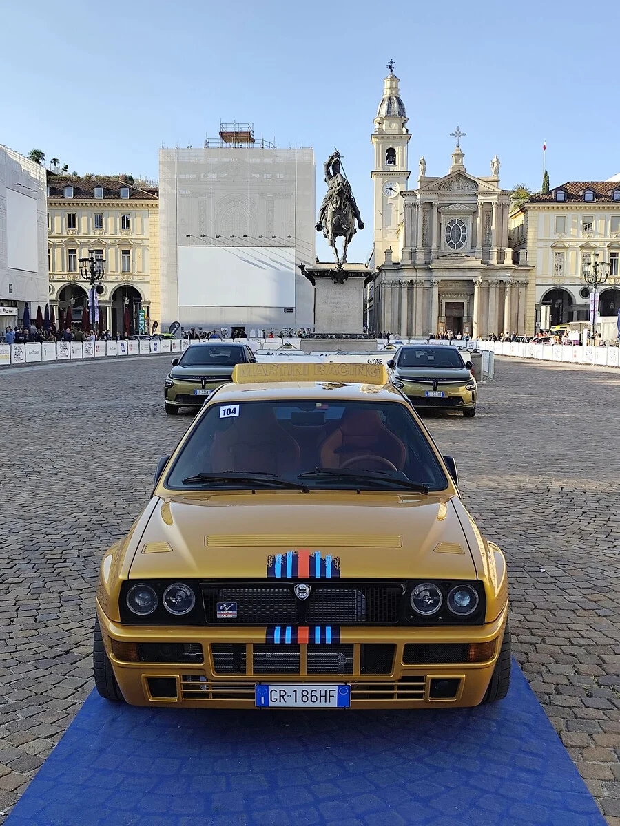 130 Lancia Deltas paraded through Turin for the 2024 Amiki Miei event, founded by Miki Biasion, celebrating Lancia’s rallying heritage and the upcoming Ypsilon HF and Rally 4 HF models.