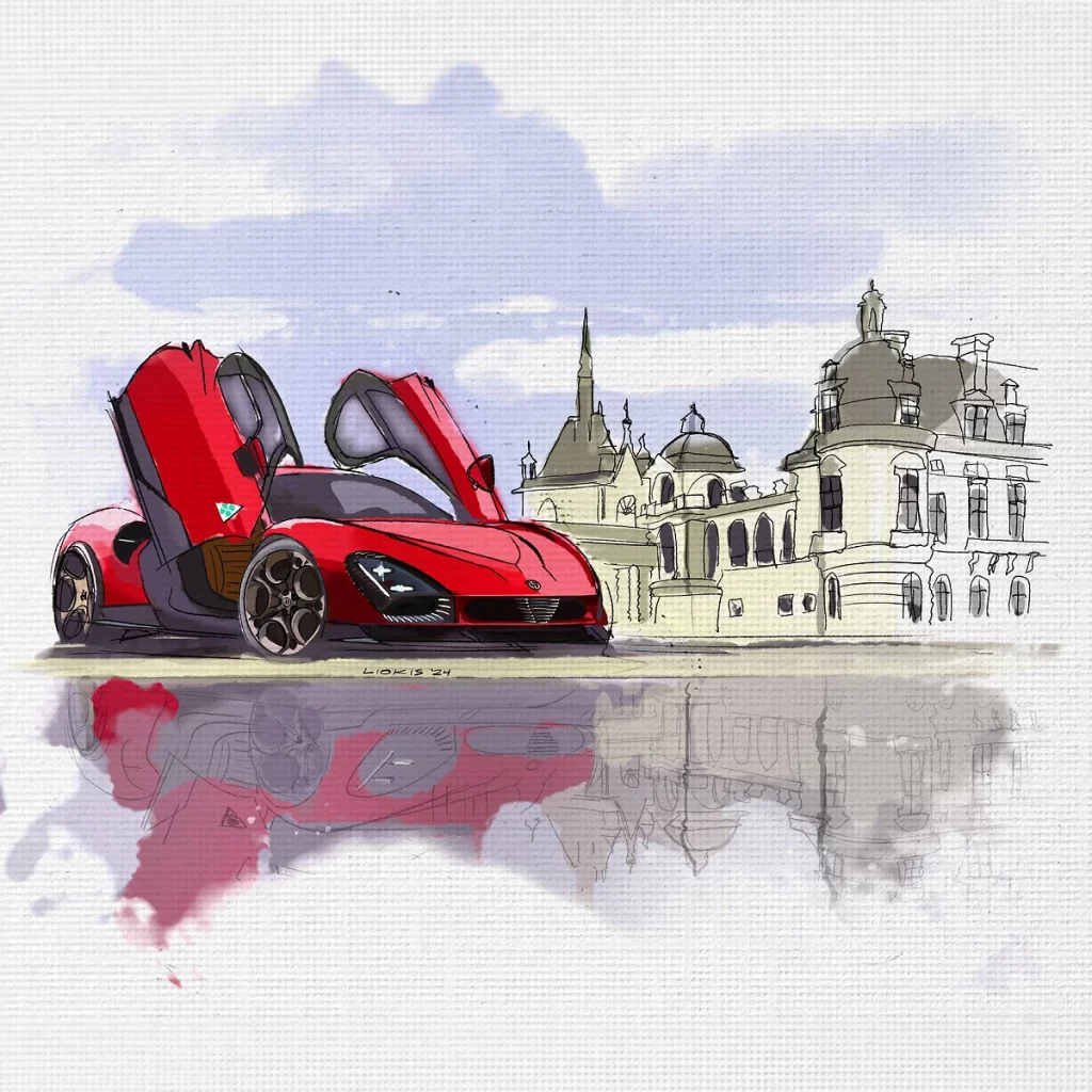 Alfa Romeo showcases the new 33 Stradale at Chantilly Arts & Élégance, alongside classic and modern models, celebrating Italian craftsmanship and automotive excellence from September 12-15.