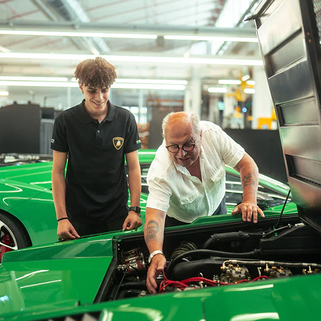 Lamborghini celebrates 50 years since the first Countach was produced in Sant'Agata Bolognese, honoring its iconic legacy and influence on modern models like the Revuelto.