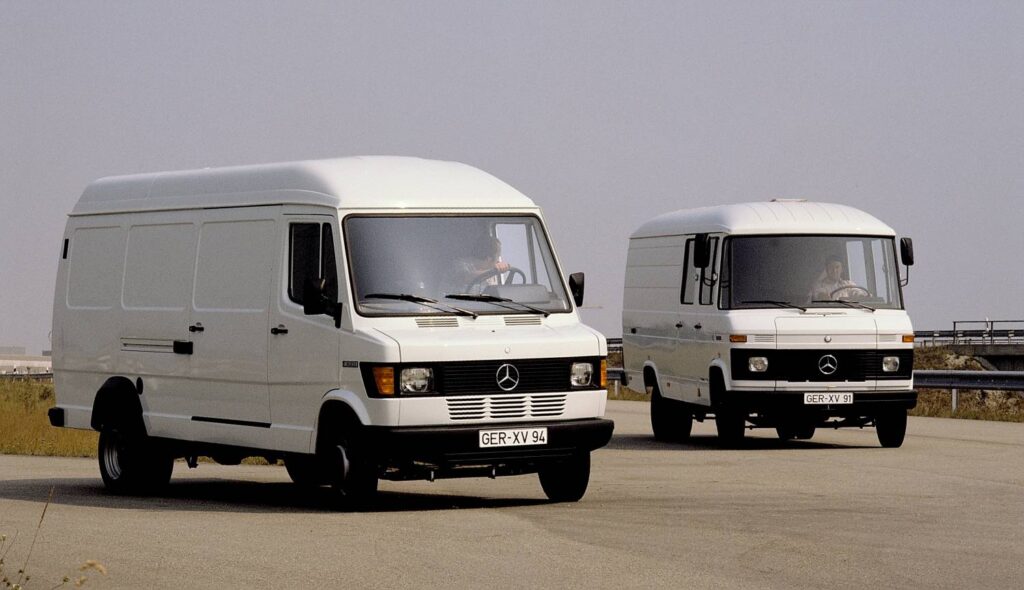 Mercedes-Benz Vans celebrates decades of innovation, from the launch of the L 306 in 1969 to the introduction of the Sprinter in 1995, with plans to enhance safety and electrification in 2024.