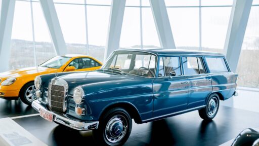 The Mercedes-Benz 200 D Universal, a rare 1960s estate car, combined elegance with practicality, offering ample load space, luxury interiors, and advanced safety features.