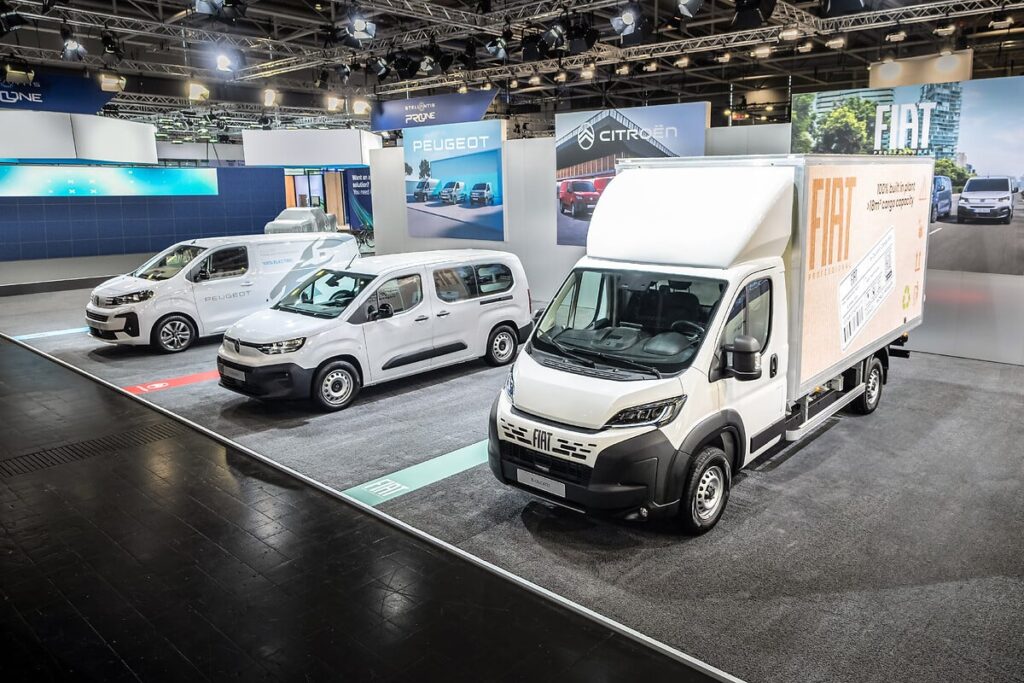 Stellantis Pro One debuts the CustomFit program at IAA 2024, offering tailored vehicle conversions and showcasing hydrogen-powered vans with over 500 km range and rapid refueling times.