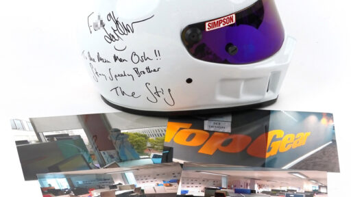 A controversial Top Gear helmet, signed "F*ck off" by Jeremy Clarkson, sold for £3,800 at auction after being linked to producer Oisin Tymon following their 2015 spat.