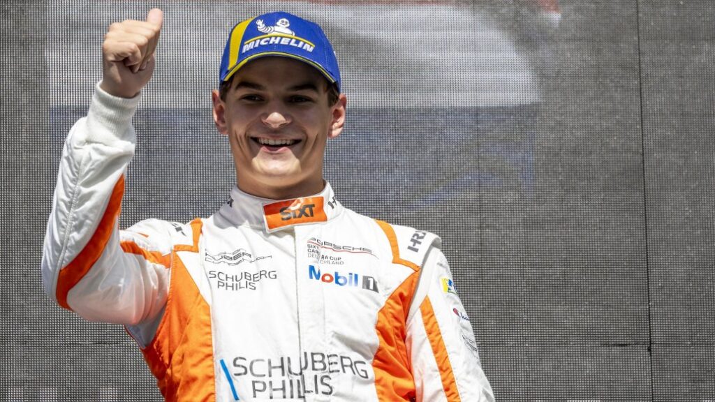 Dutch rookie Flynt Schuring secures his first Porsche Carrera Cup Deutschland win at Red Bull Ring, holding off title contender Harry King in a thrilling race, with King finishing second.