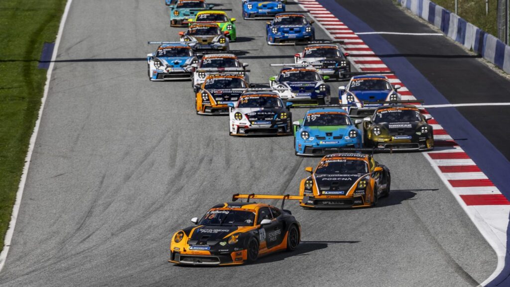 Dutch rookie Flynt Schuring secures his first Porsche Carrera Cup Deutschland win at Red Bull Ring, holding off title contender Harry King in a thrilling race, with King finishing second.