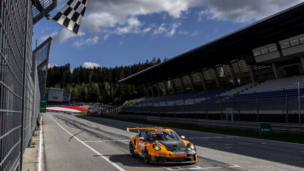 Dutch rookie Flynt Schuring secures his first Porsche Carrera Cup Deutschland win at Red Bull Ring, holding off title contender Harry King in a thrilling race, with King finishing second.