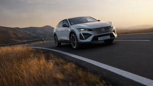 PEUGEOT debuts the all-electric E-408, featuring a 210 hp motor, 453 km range, advanced connectivity, and sleek fastback design, offering dynamic performance and zero-emission driving.