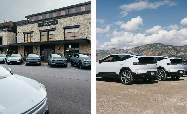 Polestar 3 impresses automotive journalists in Jackson Hole, Wyoming with its powerful performance, sleek design, and smooth handling on rugged terrain during a test drive event.