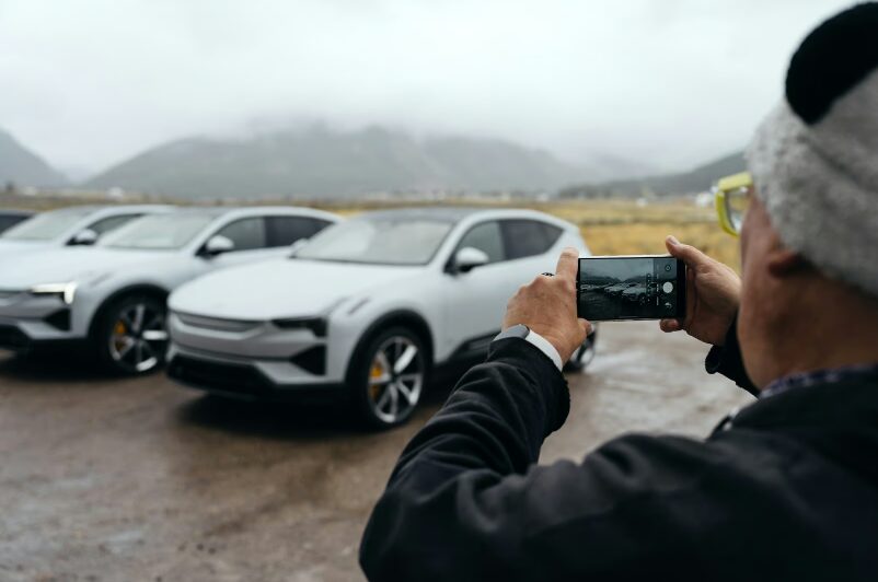 Polestar 3 impresses automotive journalists in Jackson Hole, Wyoming with its powerful performance, sleek design, and smooth handling on rugged terrain during a test drive event.