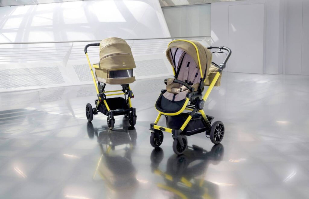 Mercedes-Benz and Hartan unveil the "Performance" pushchair, combining premium design, advanced safety features, and compact convenience for modern families on the go.